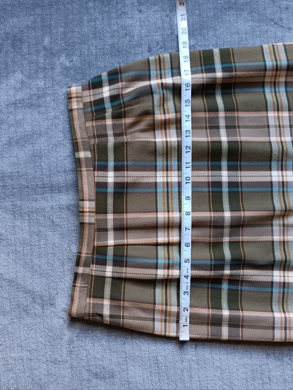 Green Plaid Fringe Hem Vintage Pencil Skirt, Boho Academia, Womens Size 12 - Picture 7 of 10